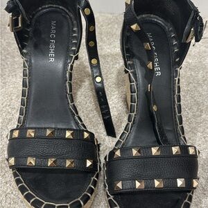 Marc Fisher Black Studded Women's wedges